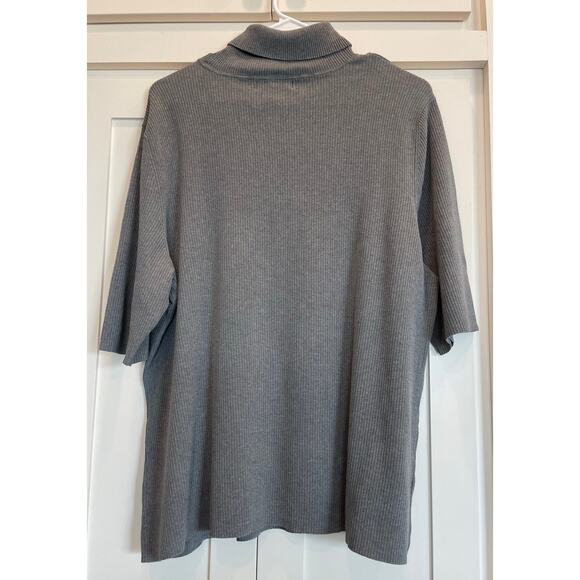 Coldwater Creek gray mock neck silk blend short sleeve sweater top 2X 20w - Picture 2 of 7